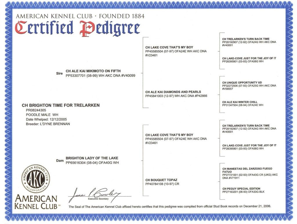 Time pedigree scanned in